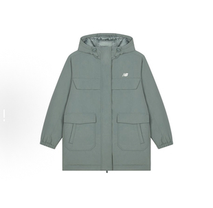NEW BALANCE 秋冬季绿色新款百搭舒适男女通用连帽羽绒服AWJ33332