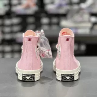 Converse匡威1970s粉色芭比粉字母diy高帮运动帆布鞋A06095c