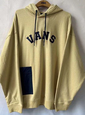 VANS 春秋季浅黄色拼接百搭舒适男女同款休闲连帽卫衣VN0002HBYUU