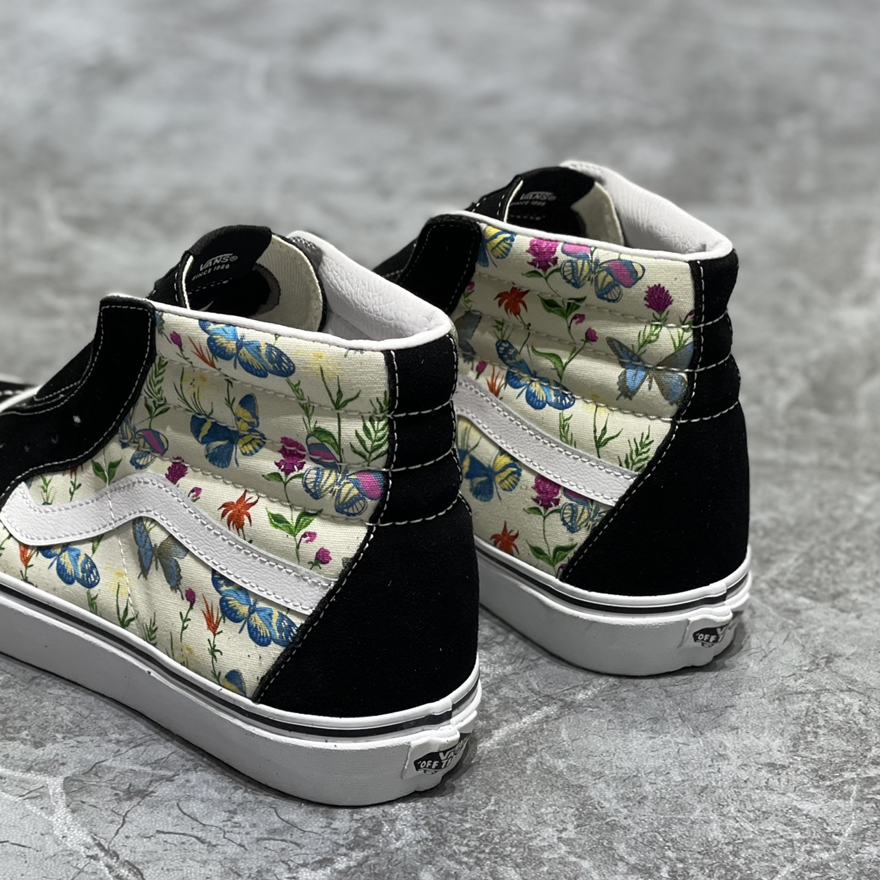 VANS范斯蝴蝶花纹SK8-HI男女款高帮休闲帆布滑板鞋子VN0A5HXVUC0