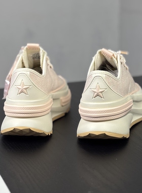Converse Run Star 匡威女子低帮夹心厚底帆布鞋桃花粉A13853 N仓