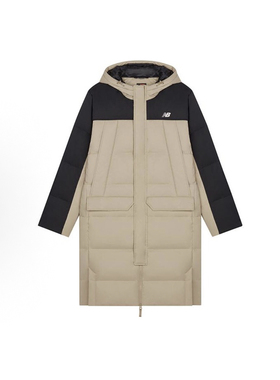NEW BALANCE 秋冬季节卡其色拼接新款时尚百搭连帽羽绒服AMJ33338