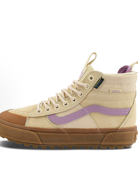 vans秋冬季米色高帮mte百搭舒适男女同款休闲加绒板鞋VN000CVTWHP