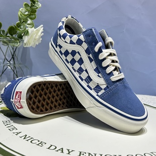 Vans Old Skool沉稳优雅百搭白蓝棋盘格男女同款板鞋VN000CT9MBL