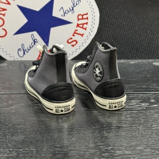 Converse匡威加绒复古拼接高帮帆布鞋黑色系带休闲板鞋A17912C