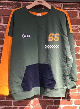 Vans 春秋季黄绿色拼接百搭舒适男女同款休闲圆领卫衣Vn0a7yhhyqw
