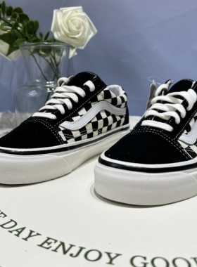 Vans OldSkool安纳海姆王鹤棣同款黑白棋盘格情侣板鞋VN0A38G2OAK