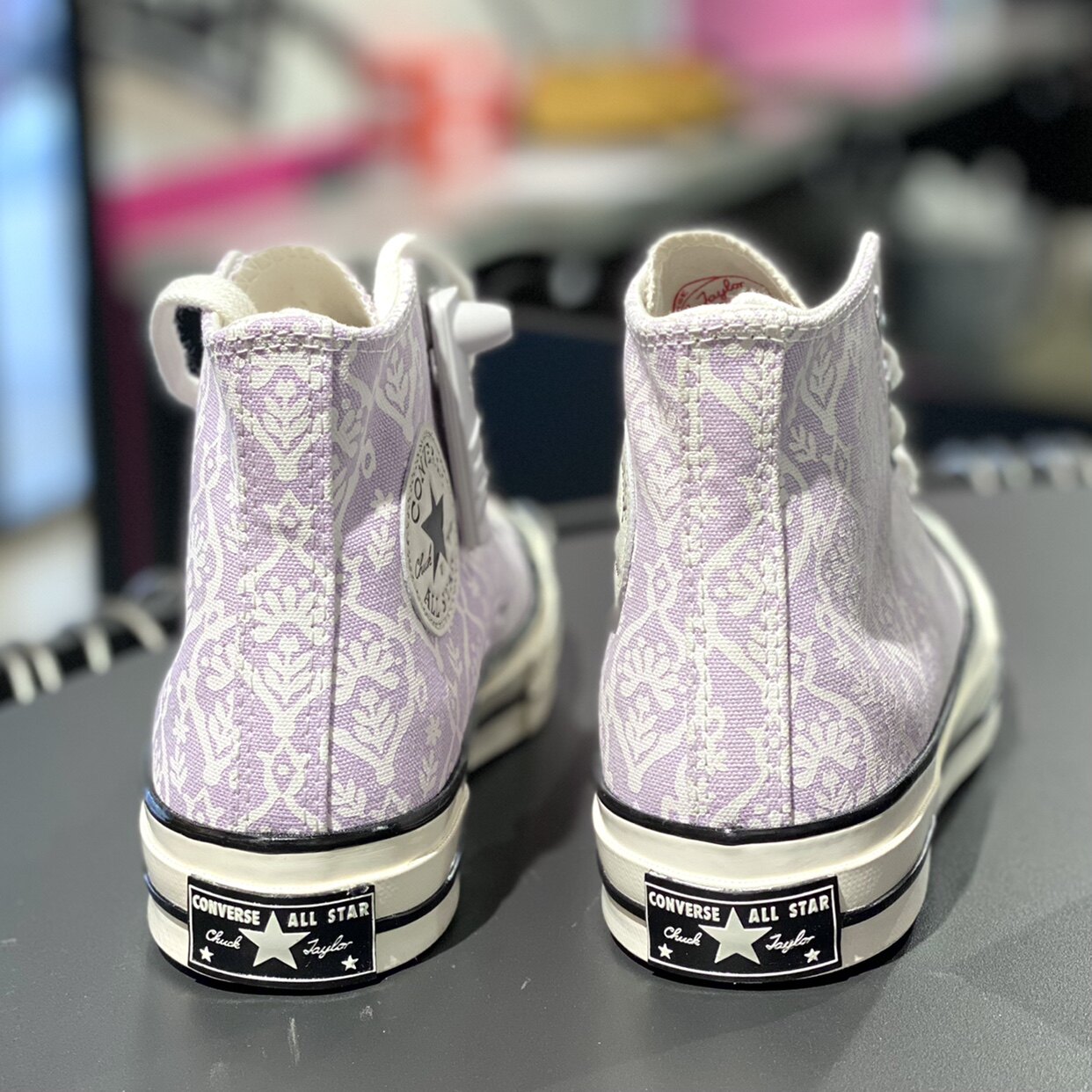 匡威converse 夏季1970s高帮淡紫罗兰印花休闲运动帆布鞋571901c