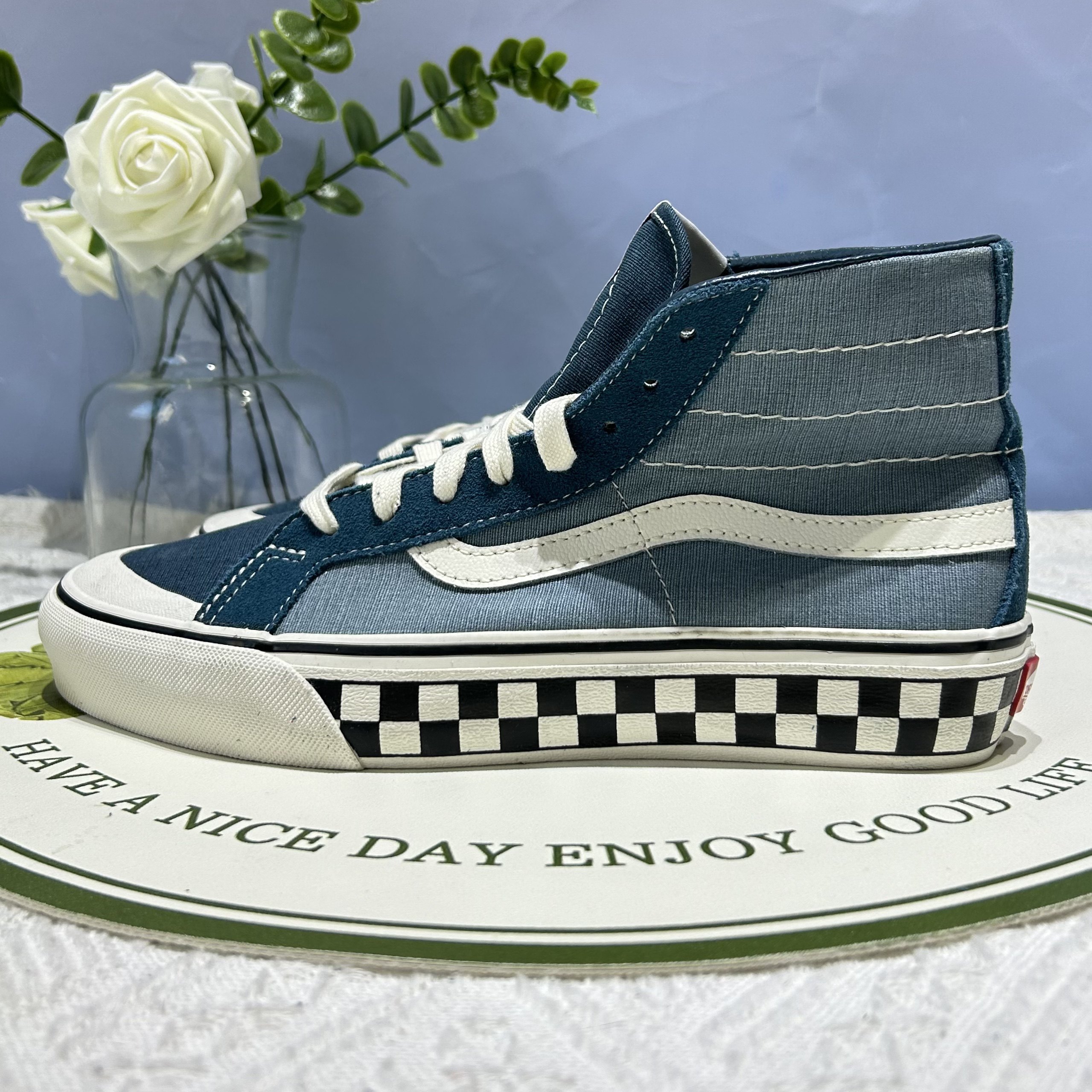 Vans Sk8-hi休闲牛仔蓝复古头男女同款百搭高帮板鞋子VN0A3MV1XGK