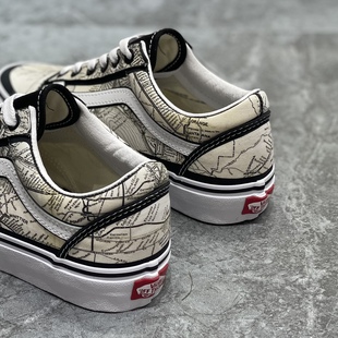 VN0A5KRF94H SKOOL联名地图印花低帮休闲帆布鞋 VANS范斯男女鞋 OLD