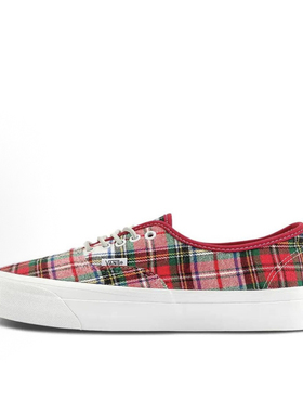 vans春秋季红色格子AUT百搭舒适男女同款休闲毛毛板鞋VN000D5K7ZG