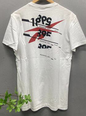 Reebok锐步 夏季男子经典复古印花轻薄透气运动休闲短袖T恤FJ4637