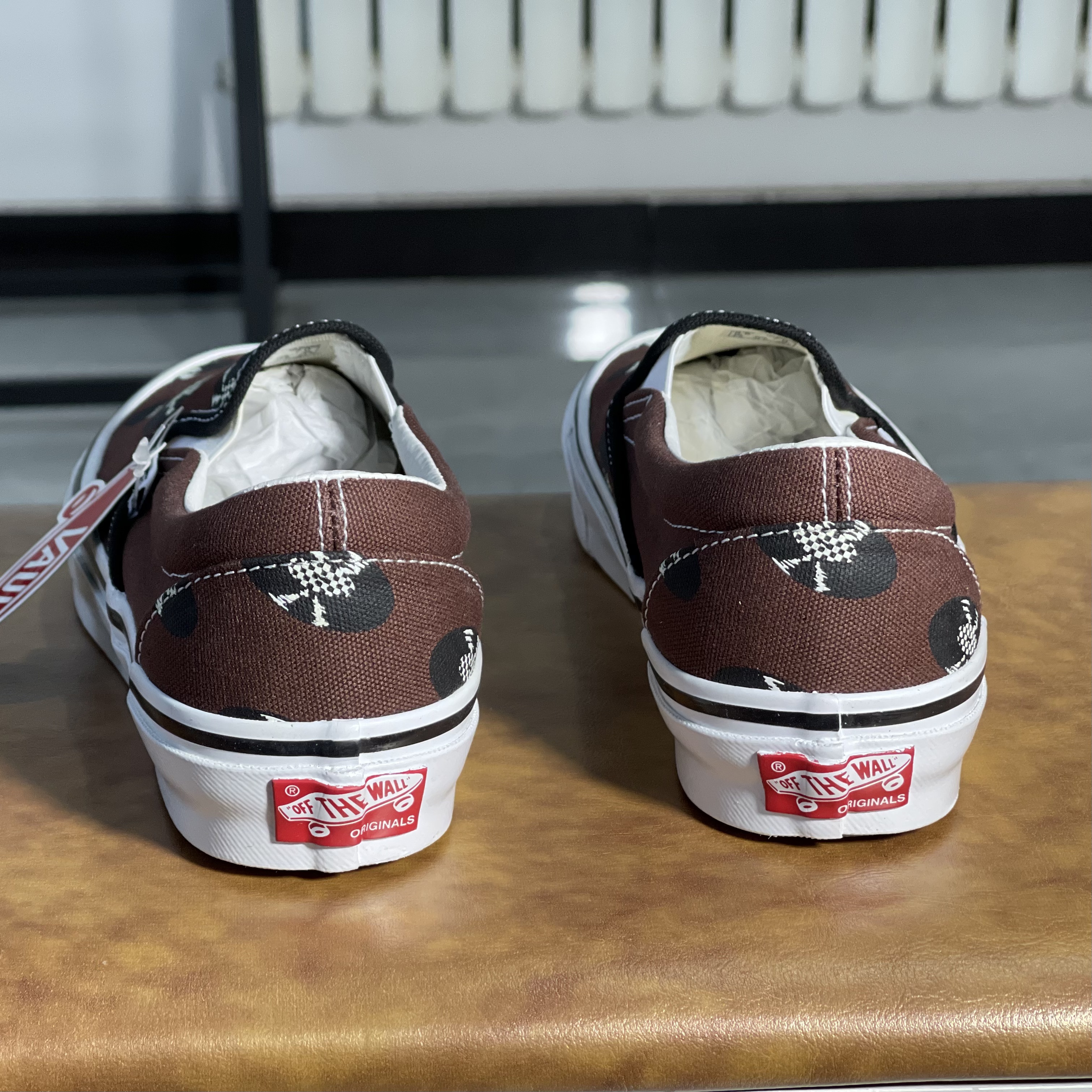 vans联名一脚蹬slip on vault og低帮棕色懒人帆布鞋VN0A45JK595