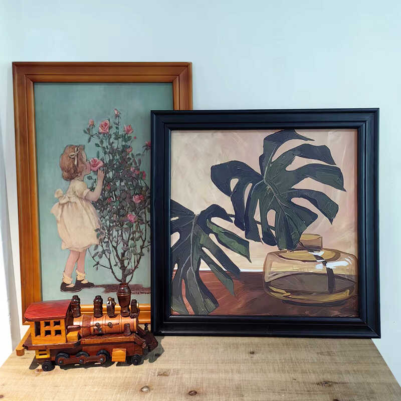 【家大业大】中古风龟背叶绿植玄关装饰画客厅墙面挂画高级感壁画图片