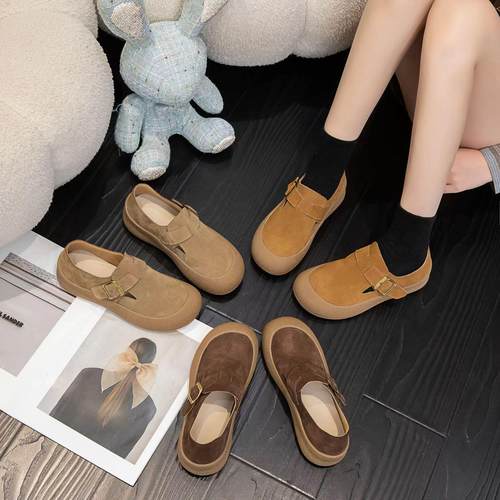 秋季休闲大头平底勃肯鞋复古平底