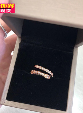 镀18k玫瑰金镶钻高级感蛇形戒指