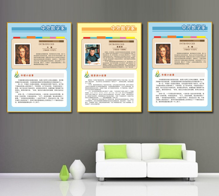 欧拉高斯中外著名数学家画像简介书房宣传画奥数培训班装饰画挂画