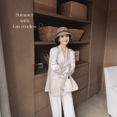 FAN 进口醋酸光泽感奶杏缎面西装 春夏新品 新色跌入甜梦