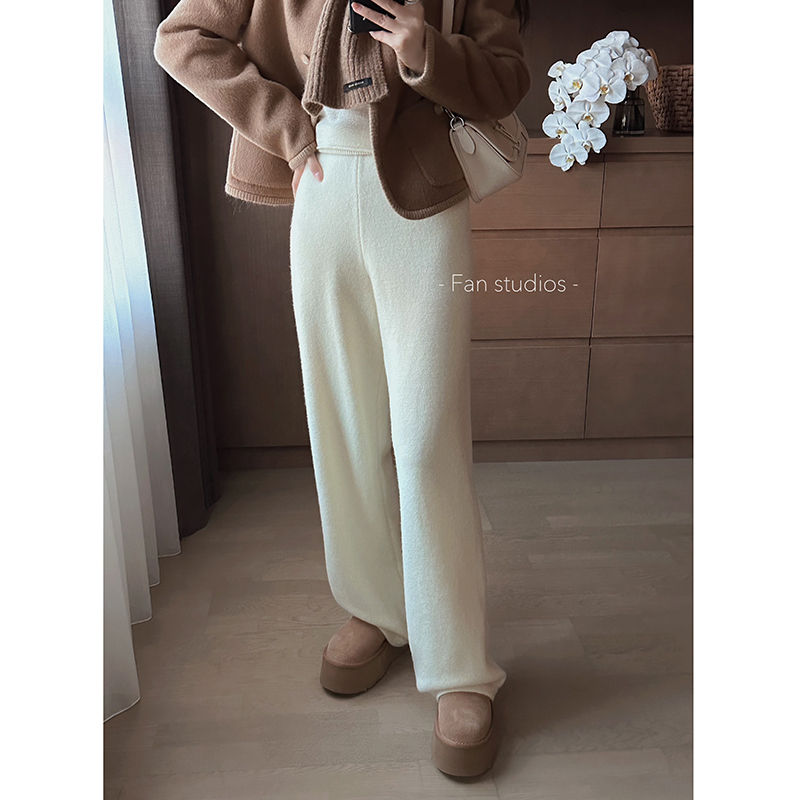 松紧腰百搭裤直筒长裤全羊毛