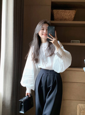 FAN 秋冬新款【zui爱还得是它】云朵棉JU出效果灯笼袖套头衬衫