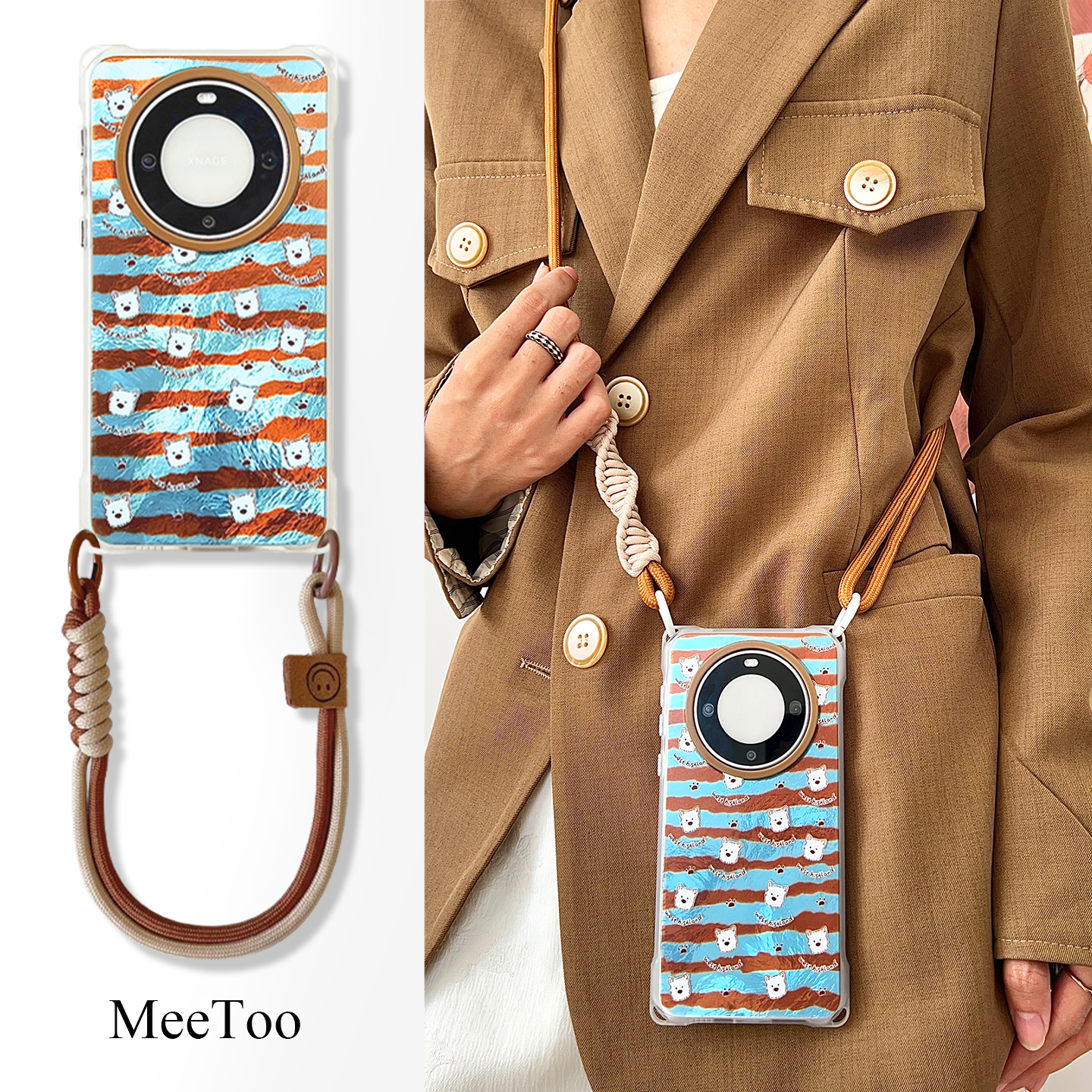 满屏小狗适用于华为mate70pro手机壳挂绳斜挎VIVOX200S背带斜挎可爱mate60手提腕带保护壳小米15ultra硬壳