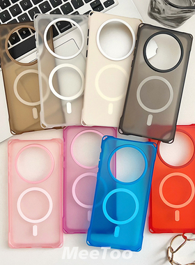 简约纯色磁吸手机壳带挂绳适用于华为Mate70Pro苹果16promax小米15PROMagsafe防摔NOVA13手腕FINDX8硬壳