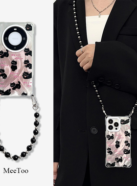 苹果15promax新款手机壳适用华为mate60pro背带斜挎挂绳华为nova12pro全包防摔iphone13保护套14pro高级感女