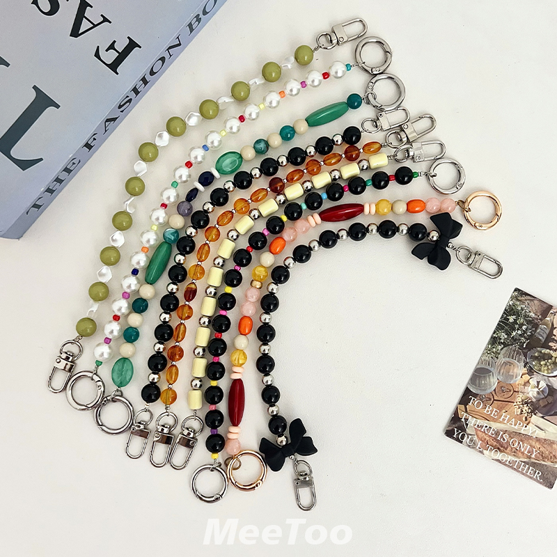 原创手提手机挂绳双扣款游防丢神器结实耐用珠子链条手提斜挎小众