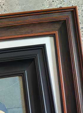 以琳画框黑色中古风棕色挂墙树脂字画水彩油画相框国复古画框空框