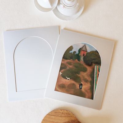 卡纸相框中式门窗型花型剪纸卡纸刺绣国画新中式白色卡纸装裱