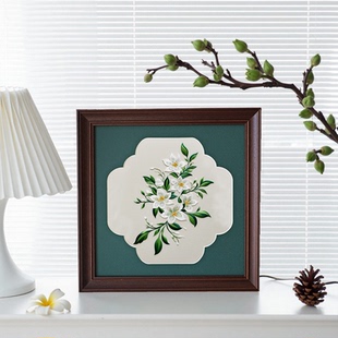 画框宋锦刺绣相框花型卡纸中式复古国画字画框正方形中古相框摆台