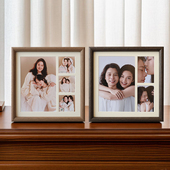 实木相框小九宫格diy定制情侣婚纱照亲子宝宝B超照片打印实木画框
