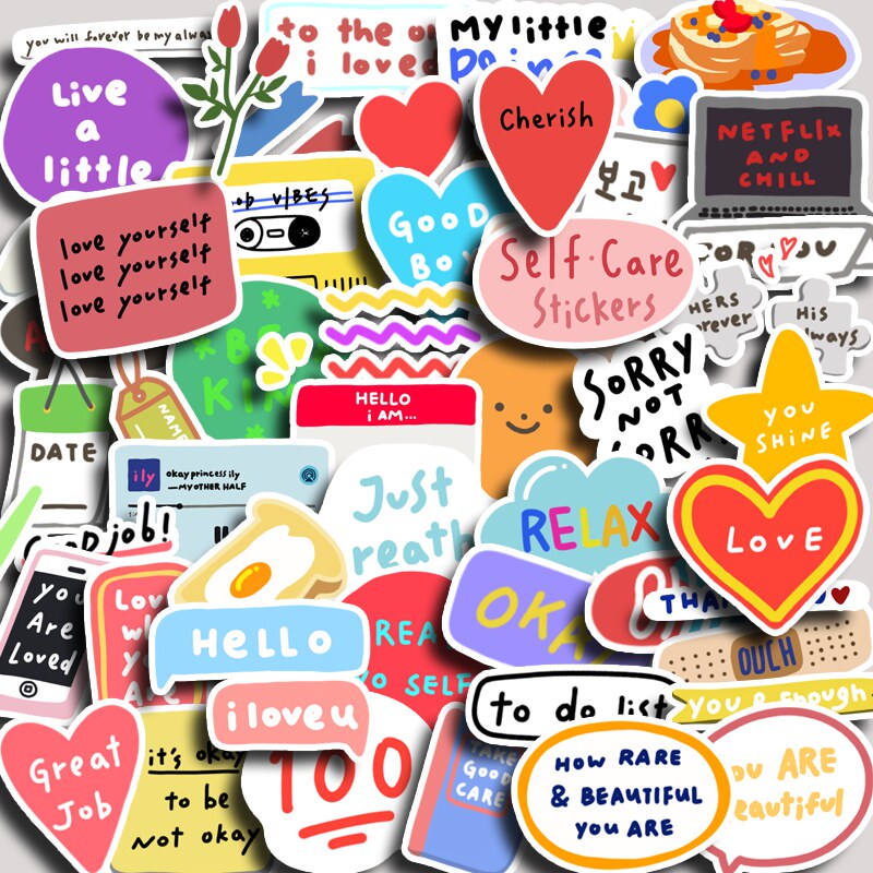 卡通创意可爱贴纸爱心形状英文字母榴莲软糖50枚手账贴纸手帐贴画