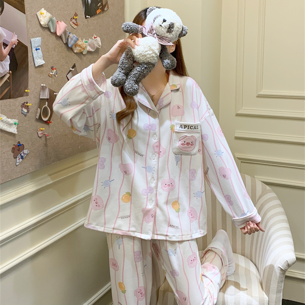 德绒睡衣女秋冬季磨毛保暖两件套