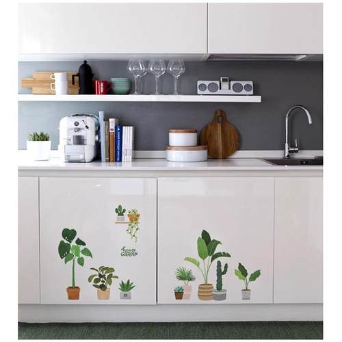 可移除墙贴橱柜厨房瓷砖贴浴室防水贴画玻璃装饰贴纸创意贴饰花卉