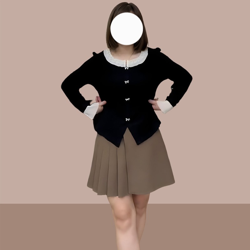 大码女装法式长袖针织衫女