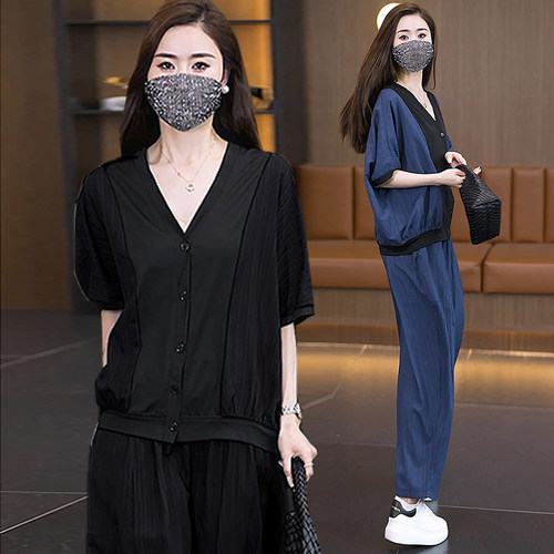 短袖两件套大码女装夏季