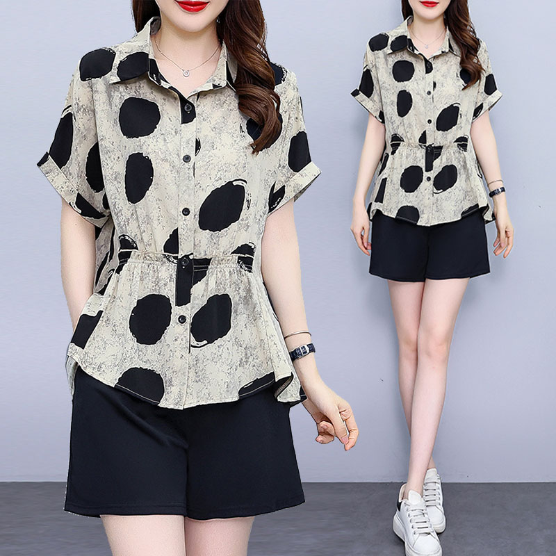 中老年妈妈装短袖雪纺衬衫2025夏季新款大码女装时尚开衫胖MM上衣