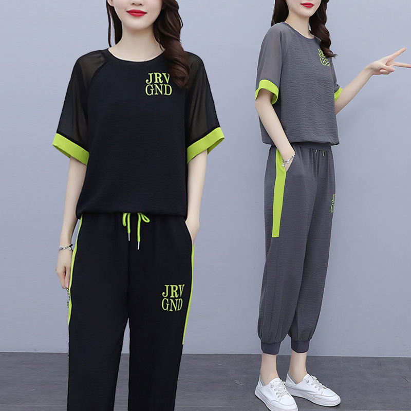 休闲时尚大码女装夏季新款套装女