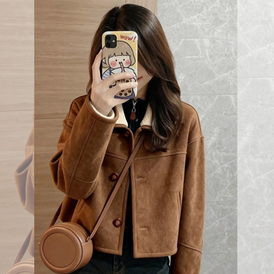 双面穿皮毛一体羊羔毛外套女设计