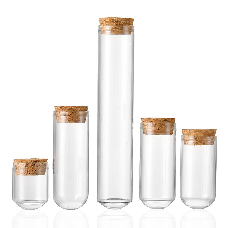 厂家30mm直口圆底小玻璃瓶竹盖管制瓶试管玻璃瓶木塞分装瓶