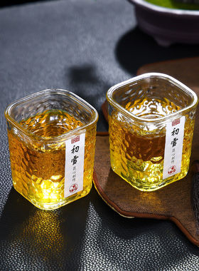 玻璃杯ins初雪水杯加厚锤纹杯威士忌酒杯茶杯家用喝水日式高颜值