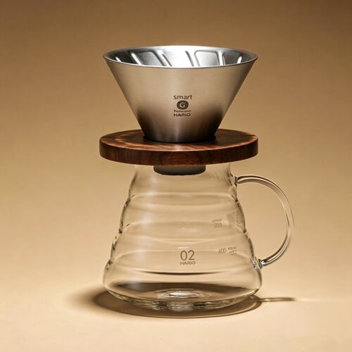 新品HARIO V60双层钛滤杯手冲咖啡滴滤杯黑胡桃木滤杯VDL