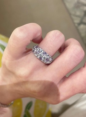 s925纯银九紫离火满镶间色紫指女轻奢复古满天星半圈排钻
