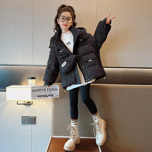 女童羽绒服冬季2025新款儿童女孩秋冬短款加厚棉服冬装白鸭绒外套