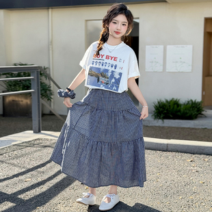 T恤夏季 女大童夏裝 套裙2025新款 洋氣女孩學(xué)生短袖 半身裙子兩件套8