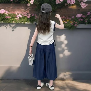 套装 2025新款 女童POLO衫 夏季 两件套 潮儿童休闲夏装 女孩牛仔阔腿裤