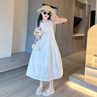 女童海邊裙子夏季 女大童度假法式 背心裙夏裝 高級感連衣裙 2025新款