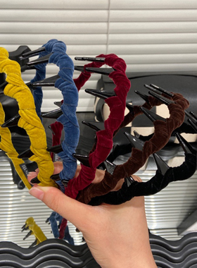 E4654韩系布艺波浪发箍2025带齿防滑洗脸头箍高颅顶碎发发卡头饰