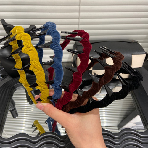 E4654韩系布艺波浪发箍2025带齿防滑洗脸头箍高颅顶碎发发卡头饰